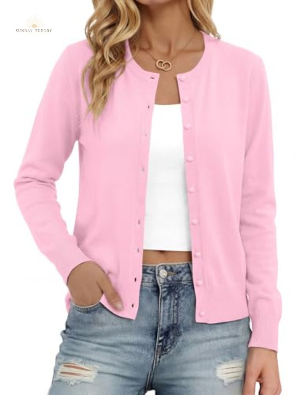 Lightweight V Neck Button Front Cardigan Sweater Long Sleeve Slim Fit